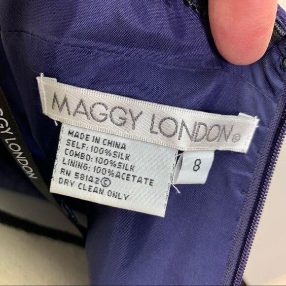 Maggy London Purple Silk Chiffon Halter Formal Prom Cocktail Dress 8 - Picture 9 of 13